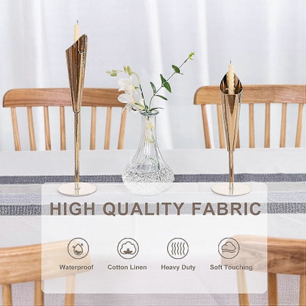 Rektangulær Bomuld Linned Dug Grå Borddug Linned 140x220 cm Elegant Dug Rektangel til Hjem Spisestue Køkken Borddekoration