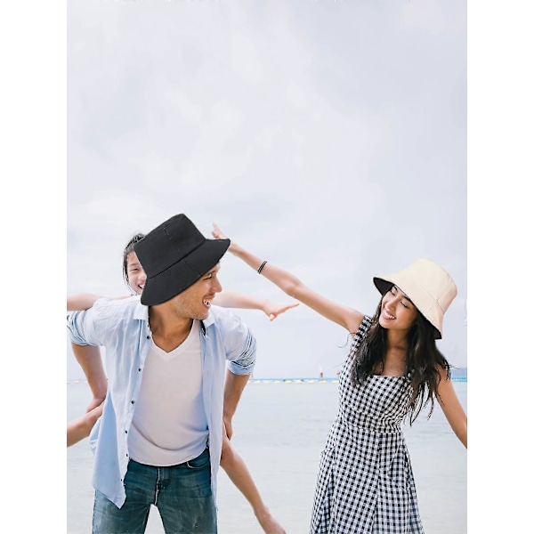 3-pack Bomulls Bucket Hat Sommar Solhatt UPF 50 UV-skydd Solkeps Fiskarhatt Fiskehatt För Unisex Kvinnor Män Utomhus Sport Vandring Camping Resor