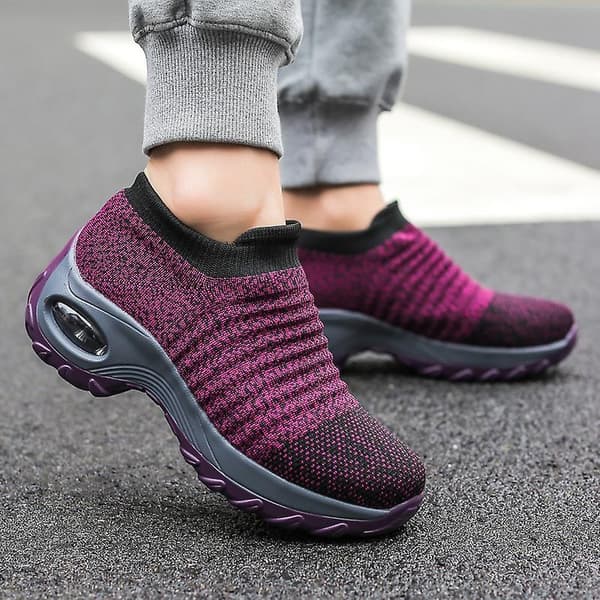 Fleksibel Ortopædisk Sko Elegante Elastiske Slip-on Flade Sko til Kvinder Mesh Overdel Åndbare Sneakers White 36