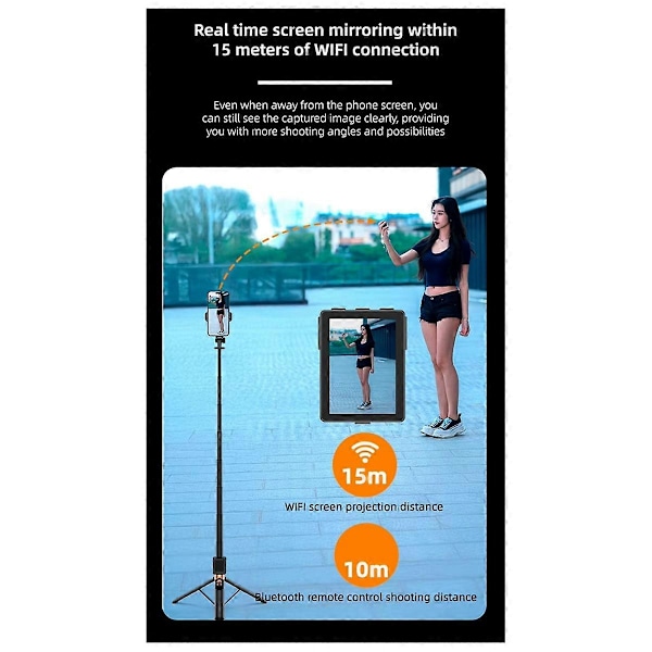 CL07 Skærmspejling Selfie Stick til Smartphone Vlog