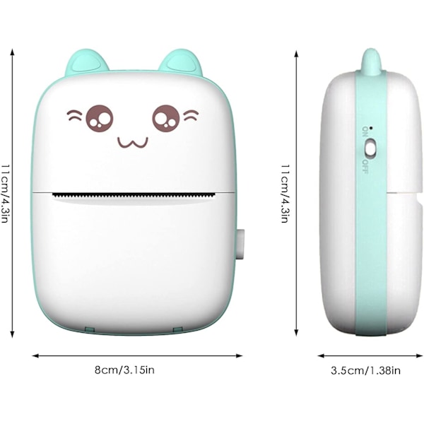 Mini Fotoprinter, Termisk Etiketprinter med USB Opladning Bærbar Bluetooth (Hvid-Pink)
