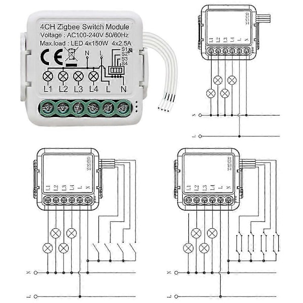 Tuya Zigbee Smart Switch Modul Relæ 4 Smartlife Trådløs Kontrol Kompatibel Home Yandex