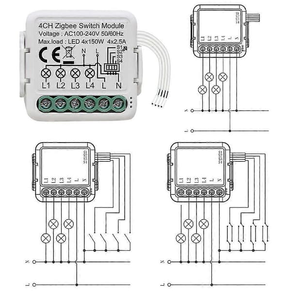 Tuya Zigbee Smart Switch Modul Relä 4 Smartlife Trådlös Kontroll Kompatibel Hem Yandex