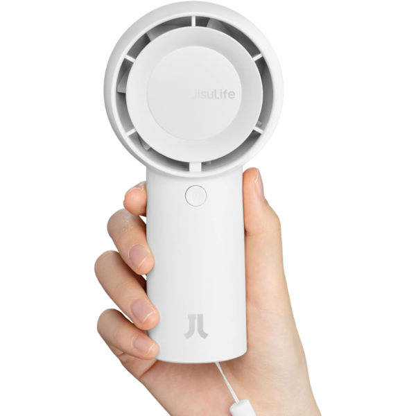 JISULIFE Kannettava Turbo-tuuletin [Jopa 16 tunnin jäähdytysaika], 4000 mAh USB ladattava tuuletin, 5 nopeutta White