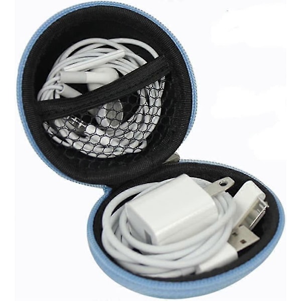 Pieni kuulokekotelo vetoketjulla, USB SD-kortille, kova pussi (sininen)