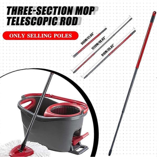 Passer til O-Cedar/Vileda Spin Mop Stang Tre Sektioner Moppe Teleskopstang 48 tommer