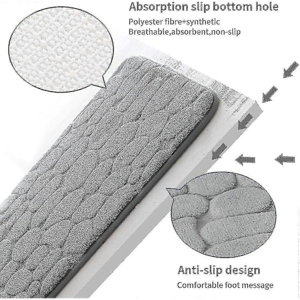 Badrumsmatta i Memory Foam, Badrumsmatta med Stenmönster, Superabsorberande Badrumsmatta, Badrumsmatta - B