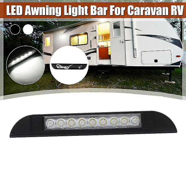 9 LED Markiisivalo 12V 24V Vedenpitävä 256mm Ulkokäyttöön Asuntovaunuvalaisin Musta