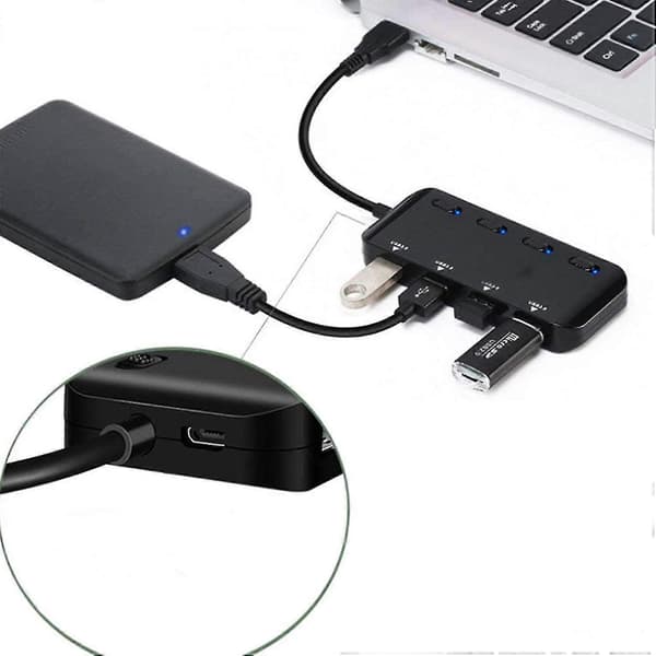 Port Usb 3.0 Hub, med kontaktindikatorlys, til Mac Pro/mini, ps4, Xps osv.