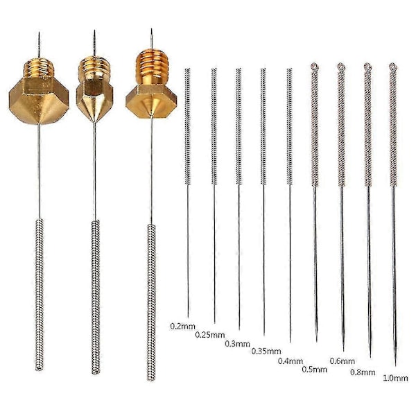 3D-skrivarmunstyckesrengöringsset 0,2 mm-1 mm Munstyckesnålar Rengöringsverktygssats