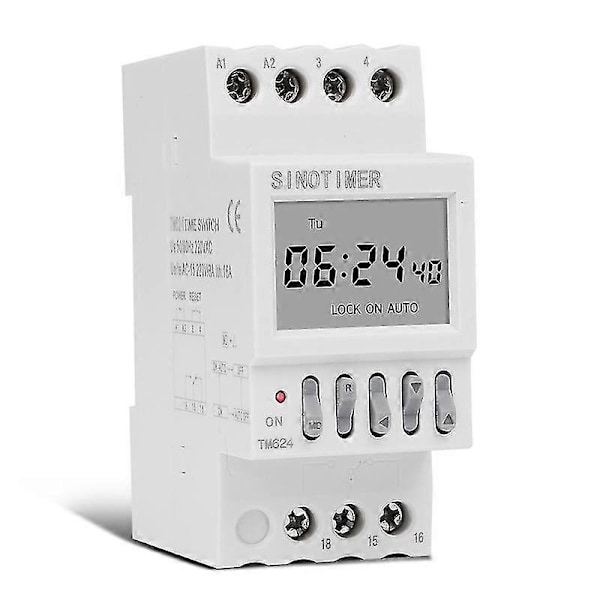 Tm624 Digital Timer Switch 40-grupps Tidstyrd Ringsignal DIN-skena Montering 220V Timerrelä
