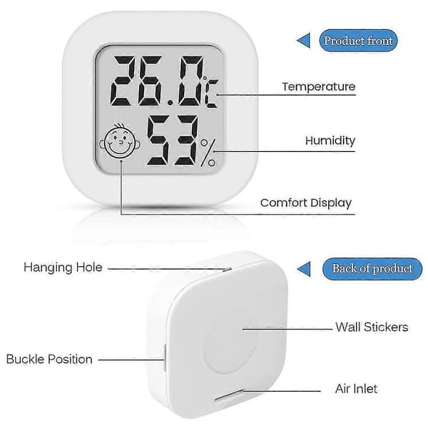 Hygrometer Termometer för inomhusbruk, 3 st Mini LCD Hög Noggrannhet Digital Hygrometer Termometer, Inomhus Utomhus Väggmonterad Hemtermometer För Hem, Kontor