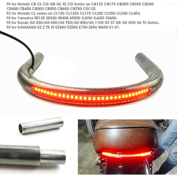 Cafe Racer Loop med Ljus 9.1in 8.3in 6.9in Rör Cafe Racer Bakre Säte Ram Båge B Stil Säte LED Broms Blinkers Ljus Universal för Honda för Yam