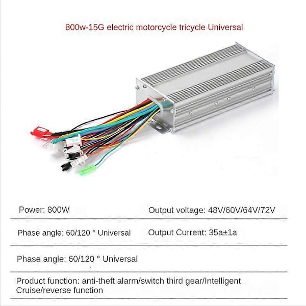 48V 60V 64V 800W Navmotor Controller 15Mos MAX 35A til Elcykel E-Scooter Motorcykel Bldc Moto
