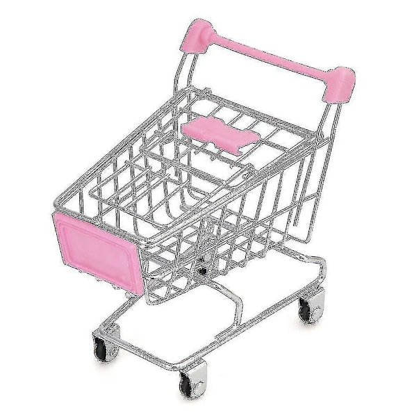 Mini Handlevogn Leker Barn Skrivebordshyller Puff Oppbevaringsstativ Rosa