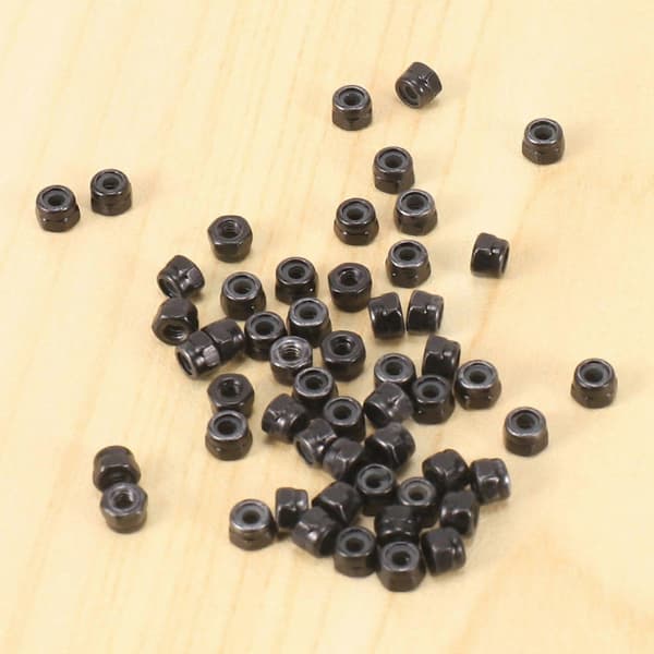 M2 Zinkskyddade Nylock Nylon Insats Hex Lås Muttrar Svart 50st
