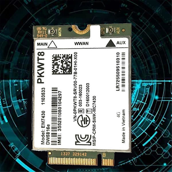 EM7430 DW5816E 4G LTE Modul+2XAntenne GOBI6000 for Dell Latitude 7280 7285 7290 7389 7390 7480 7490