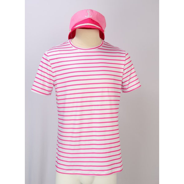 Barbie cosplay kostym live-action film ken Barbie Barbie verkliga cosplay kostym Short-sleeved pink stripes + hat 110cm