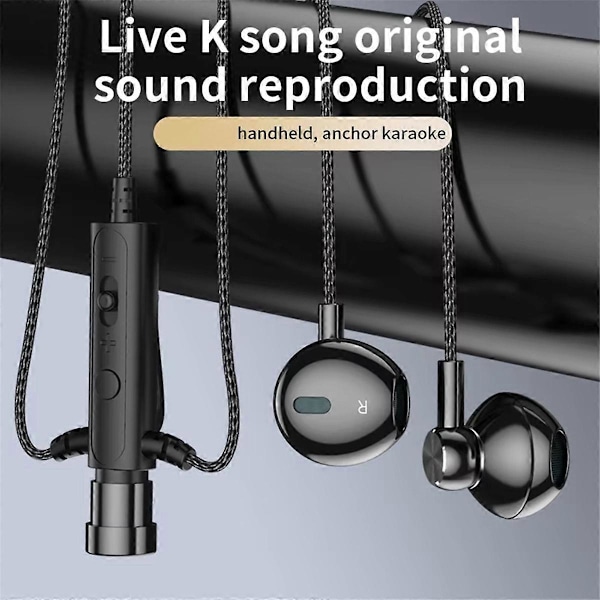 3,5 mm In-Ear Lavalier Mikrofon med Øretelefon Klips Mikrofon svart Grønn