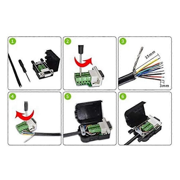 DB9 Lodefri Kobling RS232 D-SUB Seriell til 9-Pinners Port Terminal Hann Hunn Adapter med Kabinett (1-God