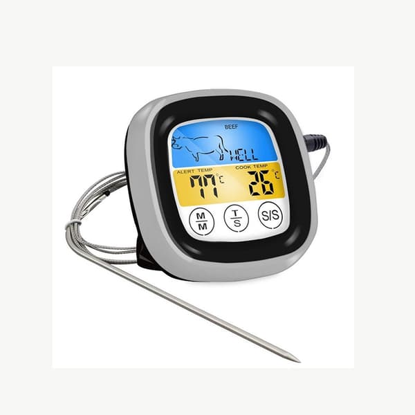 Touchscreen Kötttermometer Mat Grilltermometer BBQ Röktermometer Timer Väckarklocka Matlagning Bakning Ugn Digital Termometer [C]
