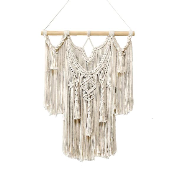 Väggbonad Måne Väggdekor & Macrame Nyckelring Regnbåge Väggdekor 80 cm x 60 cm Macrame Väggdekor