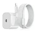 iPhone Hurtiglader USB-C Strømadapter 20W + 2m Kabel (Hvit) (1 lader og 1 2m ladekabel)
