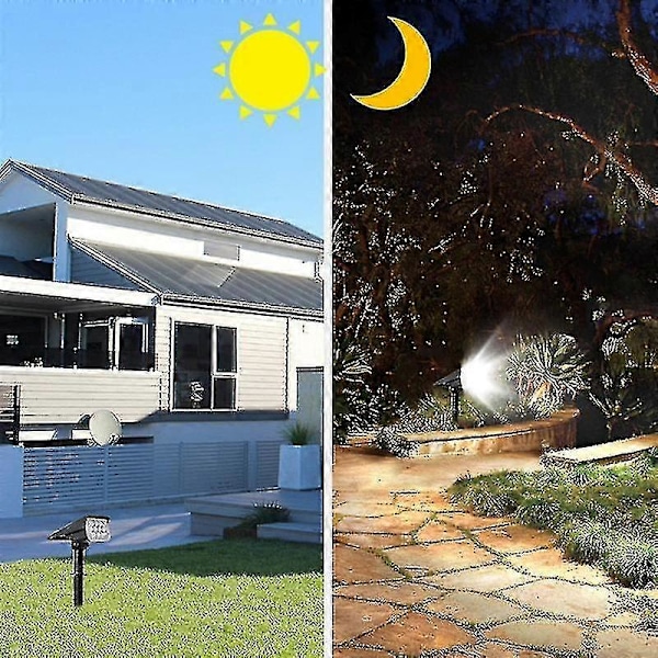 Aurinko LED-valo ulkokäyttöön Ip65 vedenpitävä säädettävä aurinkospotti maisemointiin puutarhaan, ulkoseinävalo aurinkokennovalo (Koko, väri: 2kpl-20le