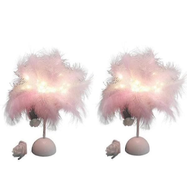Fjer Lampeskærm Bordlampe Skærme Sengelampe Skrivebord Natlys Værelsesindretning???Pink??
