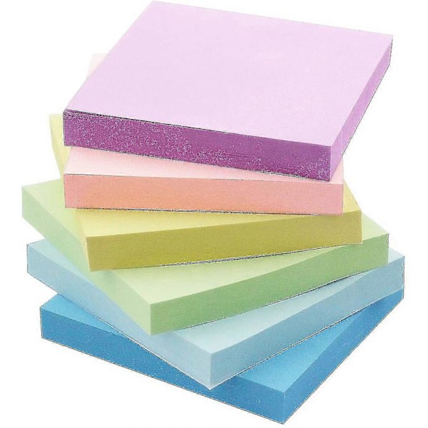 Klibbiga lappar 3x3 Självhäftande lappar 6 Pastellfärger 6 Block, 100 Blad/block