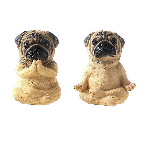 Pug Staty Heminredning, Yoga Sittande Mops Valp Figurin, Mops Valp Partner Samlarobjekt Hundstaty, Harts