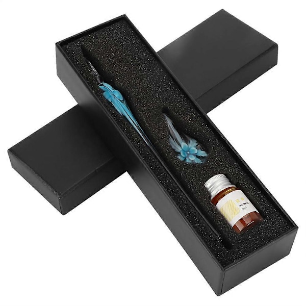 Krystal Blomst Glas Dip Pen med Blæk Penholder - Retro Signatur Fyldepen