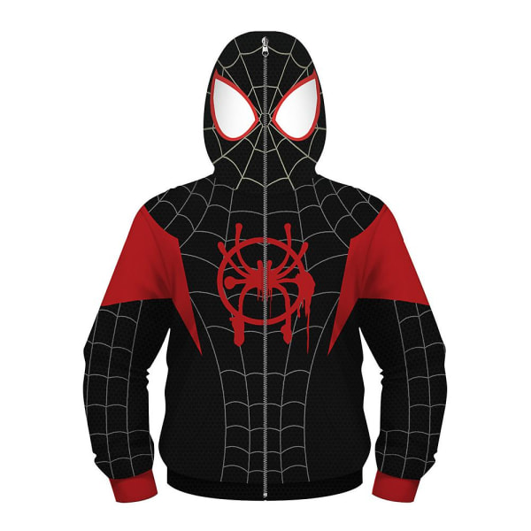 Barn Spider-man Huvtröjor Hooded Zip Coat Jacka Toppar Outwear Presenter Black Miles 4-5 Years