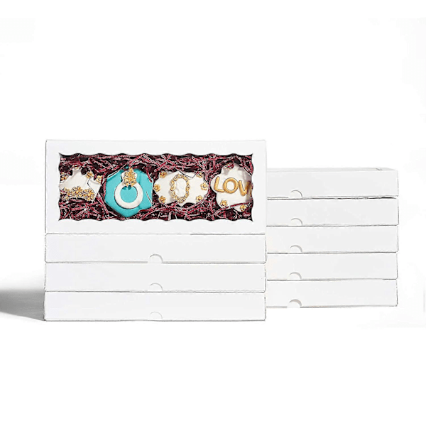 4 st 30,5 x 12,8 x 3,8 cm Automatiskt utfällbara Premium Vita Kakboxar i Ett Stycke, Mini Jordgubbsboxar, Bagerilåda för Julkakpresenter