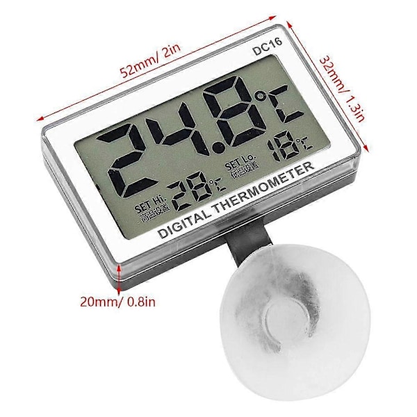 Digitalt termometer, DC16 LCD-display akvarietermometer vandtæt termometer til akvarium