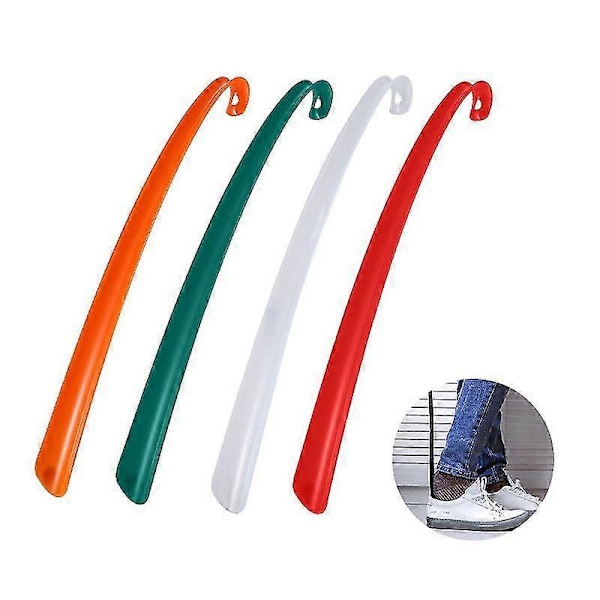 Ekstra Langt Skohorn i Plastik - Lazy Shoe Helper - Langt Håndtag - Sko Løfter Trækker