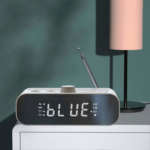 FM-klockradio med Bluetooth-streaming, LED-display, dubbel väckarklocka, 1500MAh Hi-Fi-högtalare med