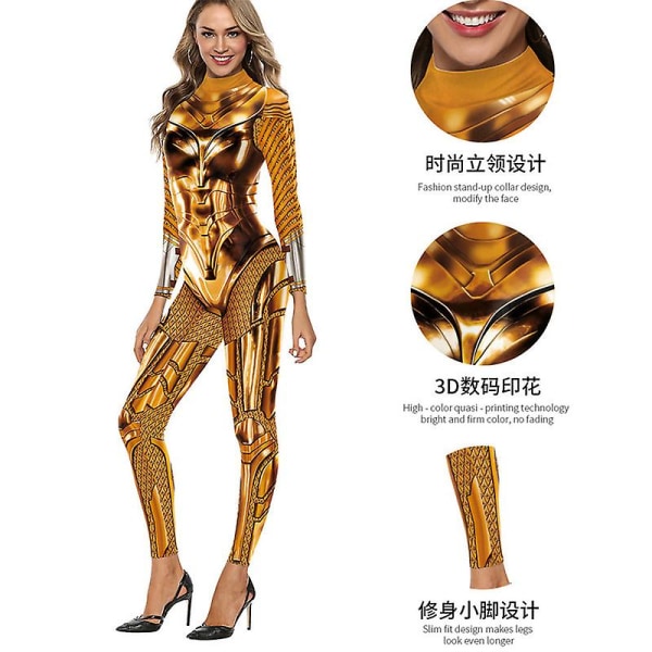 Kvinnors Halloween-kostym 3d mekanisk print Cosplay Jumpsuit Romper Catsuit COLOR 1 XL