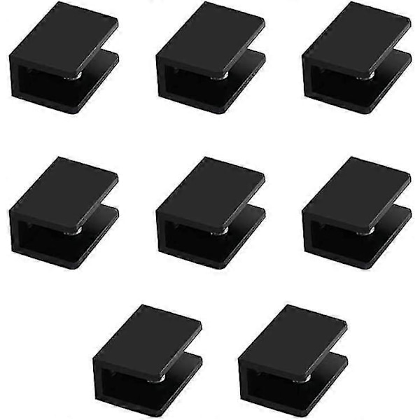 Pakke med 8 firkantede glashylde klemmer i aluminiumslegering, holder beslag (b: Egnet til 5-8 mm tykt glas)