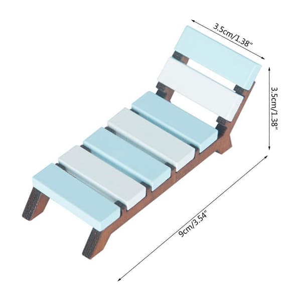Sød pædagogisk dukkehus miniature liggestol legetøj foregive leg tilbehør havemodel liggestol model rollespil brun og blå