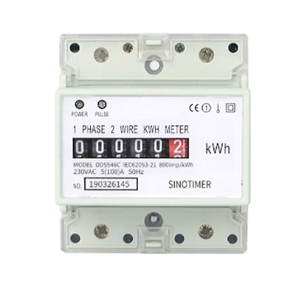 Elektrisk enfas tvåtråds AC 220V 100A energimätare KWh räknare förbruknings analog elektricitet