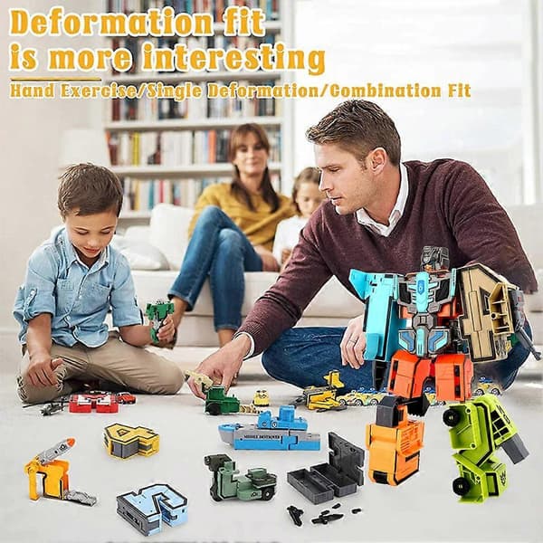 Leksaksdeformation Nummer Transform Robot DIY Monterad Pussel Mecha Robot Leksak för Barn 2