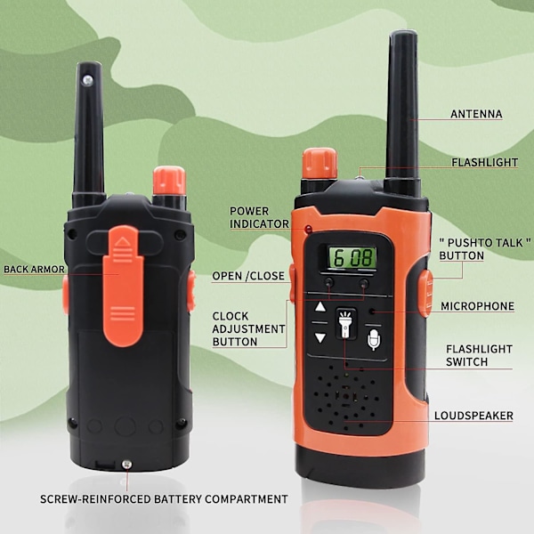 Walkie-talkie Barn Walkie-talkie för flickor och pojkar i åldern 3-12 år, 3 miles lång räckvidd 22-kanals walkie-