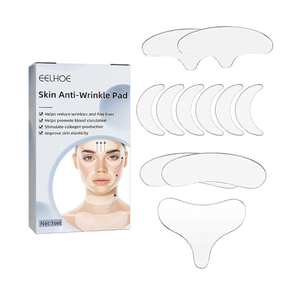 Hud anti-rynk Pads set silikon anti-rynk klistermärken anti-rynk silikon skönhets Pads ögon Pads bröst Pads dekret mönster Pads 11PCS Set