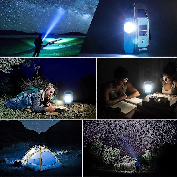 3 i 1 Solar USB Oppladbar COB LED Campinglykt, Lad Enhetene Dine, Vanntett LED Nødlykt