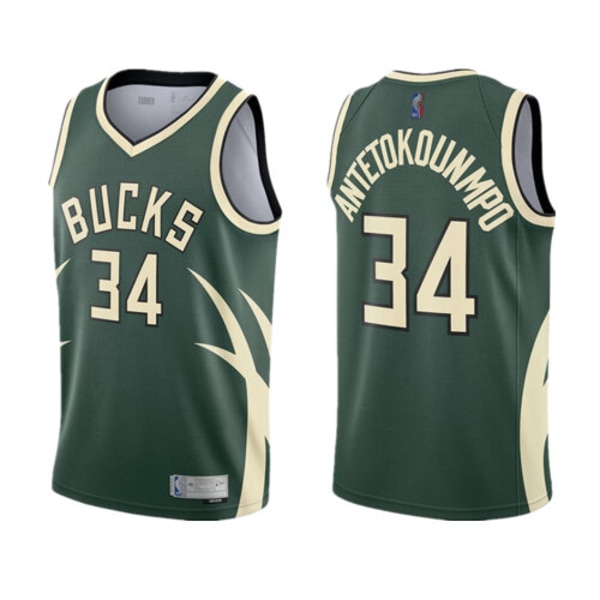 Bucks Antetokounmpo # 34 Baskettröja Sportuniform för vuxna pojkar XS