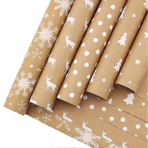 Presentpapper, för jul födelsedagsfest presentpapper set med 5 papper, presentinslagning