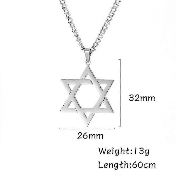 My Shape Davidsstjerne Halskæde Til Mænd Kvinder Seks-takket Stjerne Rustfrit Stål Vedhæng Halskæder Vintage Smykker Religion Amulet