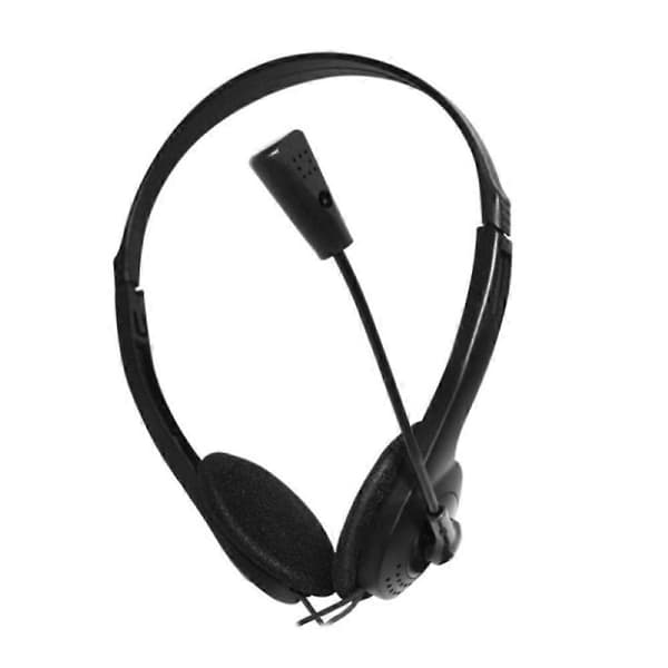 Støjreducerende 3,5 mm kablet stereo-hovedtelefon med tung bas og mikrofon til PC Black