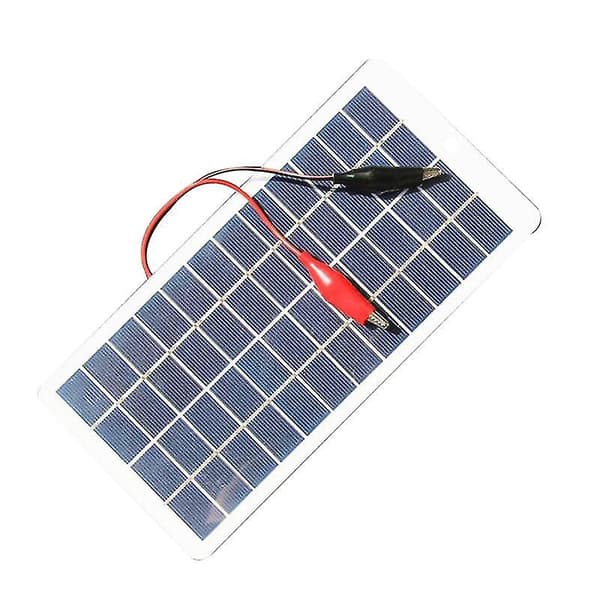 5W 12V Polysilisium Solcellepanel Utendørs Bærbart Vanntett Laderpanel med Klemmer Kan Lade 9-12V Batteri